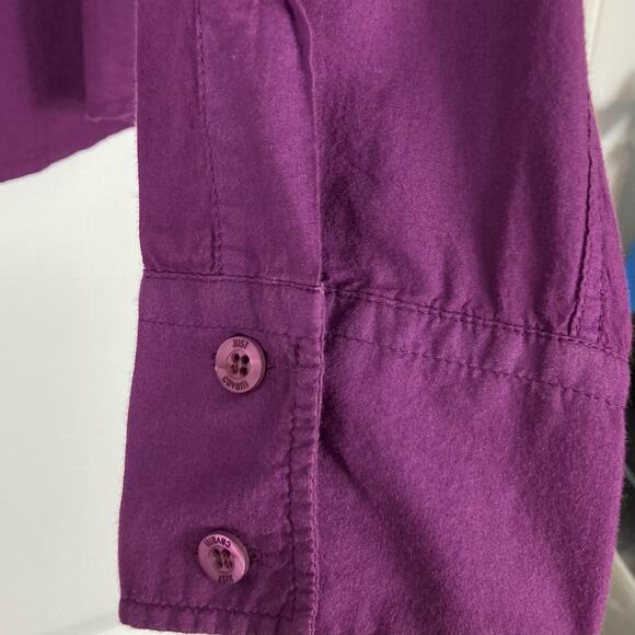 JUST CAVALLI Shirt XL ITALY Graphic Logo Pleat Purple Long Sleeve Button Cotton - Picture 5 of 10